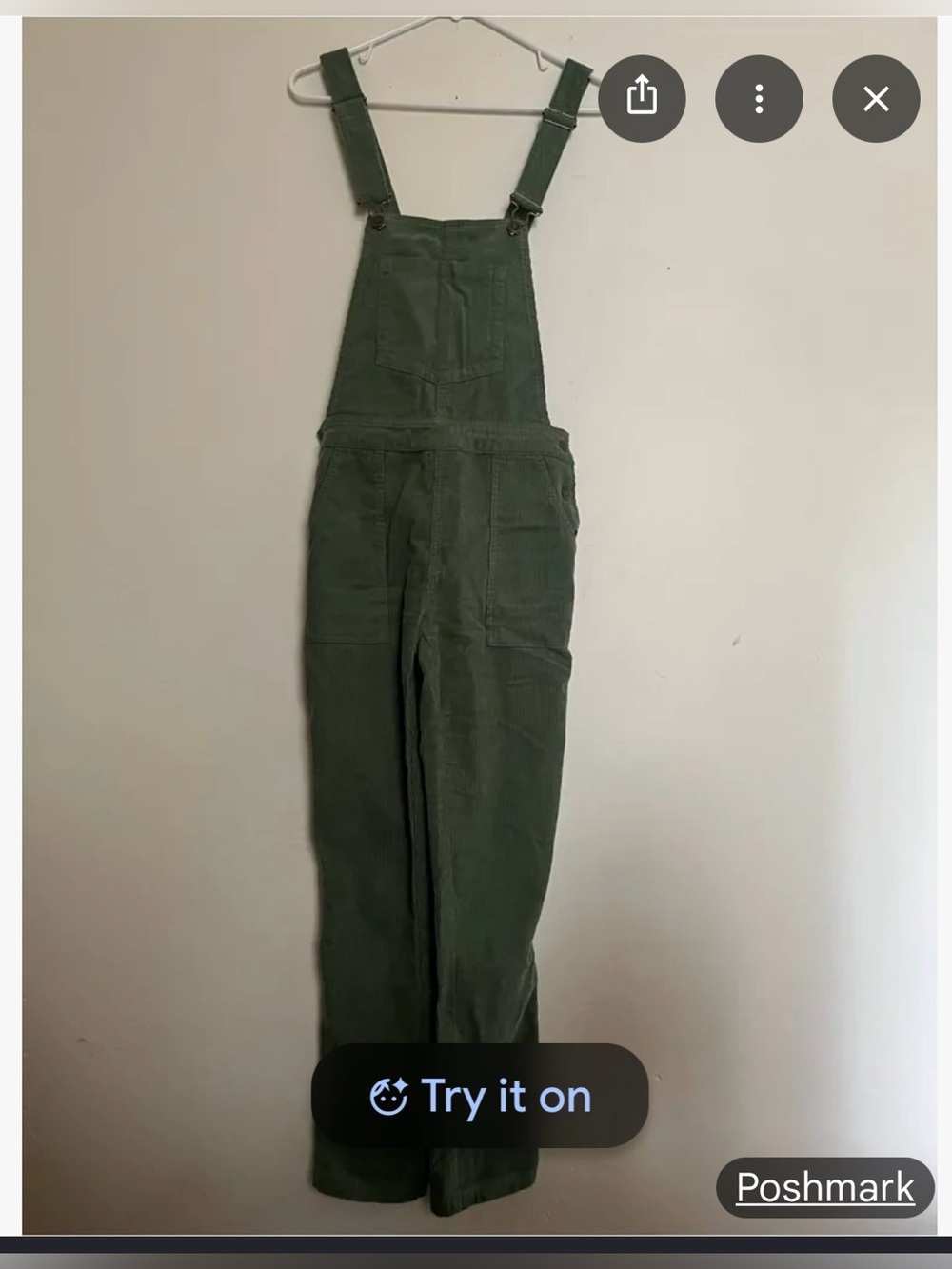 Olive Green Corduroy Overalls Jumpsuit - Women's